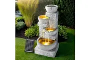 Gardeon Solar Fountain Water Feature Outdoor LED Lights Gray