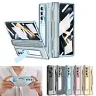 For Samsung Z fold 6/5 Flat Hinge Folding Electroplated Lens Film Kickstand Case