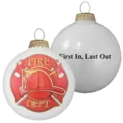 Fire Department Logo And Slogan 3 1/4" Glass Ball Ornament Made In USA