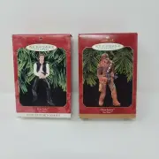 Hallmark Keepsake Star Wars Han Solo and Chewbacca Ornaments 1999