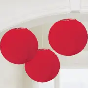 RED PAPER LANTERNS (3) ~ Baby Shower Wedding Birthday Party Supplies Christmas