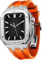 [BCMCBV] For Apple Watch Mod Kit Rugged Stainless Steel Case With Bands For Apple Watch Series 7 (45mm) And Series 6/SE/5/4 (44mm)