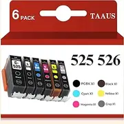 TAAUS Compatible Canon PGI-525 CLI-526 Ink Cartridge for PIXMA MG6150 MG6250 MG8150 MG8250(1 PGBK, 1 Black, 1 Cyan, 1 Magenta, 1 Yellow, 1 Gray) 6 Pack