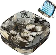 Period Bag,Sanitary Napkin Storage Bag,Vintage Flowers and Butterflies,Tampon Holder for Purse