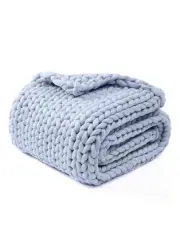 Chunky Throw Blanket, Medium-Weight, Hand Knitted, Skin Friendly, Ventilated