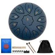 Catzon 11 Notes 6 Inches Steel Tongue Drum with Drum Mallets Carry Bag-NavyBlue