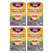 Yogi Elderberry Lemon Balm Tea Organic Immune Support Stress Relief 16 Count