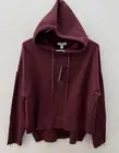 FLX Knit Sweater Burgundy Color Women Size Medium Hooded Ecovero Viscose Blend