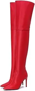 Sexy Red Stiletto Pointed Toe Over The Knee Boot, Fashion Classic Club Thigh High Boot, Frankie Hsu Large Big Size Side Zip Super High Heels Above The Knee High Long Boots For Women