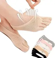 [Wsedper] 5 Pairs Women Orthopedic Compression Toe Socks, Full Toe Yoga Sock with Gel Tab, Soft Breathable Five Finger Socks