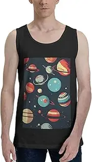 [FSCEV] Outer Space Planet Men's Tank Top Shirt Gym Workout Daily Dressing Take A Walk Home-Based Essentials