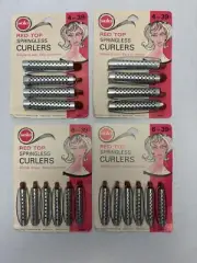 1966 Vintage Solo Red Top Springless Curlers New Old Stock 4 sets 2 sizes (L1)