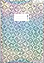 HERMA Exercise Book Cover A4 Glamour, with inscription label, made of wipeable and shiny holographic plastic, slip on cover jackets for school, silver 19473