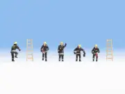 N15021 Noch OO/HO Gauge Firemen in Black Uniform (5) and Ladders (2) Figure Set