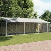 Dog Cage with Roof and Door Grey 6x2x2 m Galvanised Steel Pet Crate Kennel Outdoor
