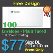 100 Plain faced Envelope Full Colour Printing (Front Only)on 100gsm bond paper