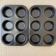 2 x 6 Cup Muffin Cupcake Pan Tin Cake Non Stick Baking Tray Bakeware Moulds
