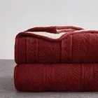 Wine Red 50 X 63 Inches Acrylic Cable Knit Sherpa Throw Blanket - Thick, Soft, B