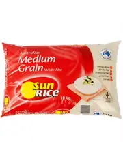 Sunrice Rice Calrose White Medium Grain Sunwhite 10 Kg Bag