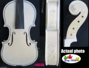 Uninished White violin full size ,inlay top and back,carved rib and neck #10538