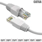 15-100FT Cat6A RJ45 Network LAN Ethernet UTP Patch Cable Cord Copper 24AWG White