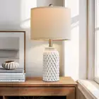 20.5" Modern Ceramic White Bedside Lamp Single Table Lamp for Bedroom Decor Farm