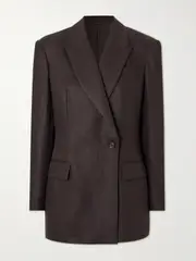 [Brunello Cucinelli] Brunello Cucinelli - Double-breasted Linen Blazer - Dark brown - IT44 IT 44 Brown