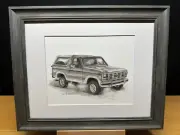 Drawing of a 1980 - 1986 Ford Bronco Gen 3 Graphite Pencil Art Sketch Picture