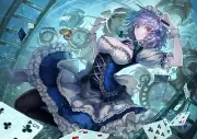Anime girls artwork touhou izayoi sakuya big knife Playmat Gaming Mat Desk