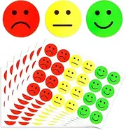 1800 PCS Happy & Sad Smile Face Stickers – 1 Inch Happy Face & Emoji Stickers in Red, Yellow & Green – Classroom Reward & Emotion Labels for Students, Behavior Charts & Teachers (1800)