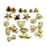 100 Assorted Gold Tone Acrylic Flatback Spike Star Animal Studs No hole Cabochon