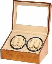 4+6 Automatic Quad Watch Winder Top Display Storage Box Walnut Wood