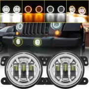 Pair LED 4" Inch Fog Lights Ring DRL Turn Signal For Jeep Wrangler JK JKU 07-18 (for: Jeep)