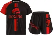 FEESHOW Kids Boy Sport Set Boxing Suit Boxer Training Tops with Shorts Athletics Exercise Sportwear