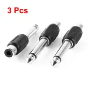 3 Pieces 6.35mm 1/4" Mono Audio Male to RCA Female Jack Socket M/F Adapter