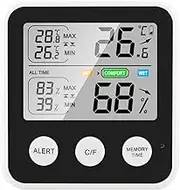 High Precision Magnetic Thermometer Hygrometer Digital Thermo-Hygrometer with Screen ℃/℉ Switchable All- /24-Hour Mum Mum Tempe ure H dity Comfort Reminder Function Black Black One Size