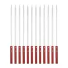 12pcs Kebob Skewers 45cmx10mmx2mm Stainless Steel Flat Sticks with Wood Handle
