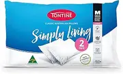 Tontine I'm Simply Living Pillow Duo Pack,Medium Height Medium Feel, Anti Bacterial, Natural Cotton Cover, Machine Washable, Australian Made