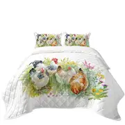 Art Painting Chickens Coverlet