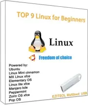 32GB 9-in-1 Linux bootable USB for Ubuntu,Linux Mint,Mx Linux,Zorin Silver
