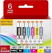 [Sutuink] 280XXL 281XXL PGI-280 CLI-281 Compatible Ink Cartridge Replacement for Canon 280 281 Ink to use with PIXMA TS8322 TS8300 TS8222 TS8100 TS8200 TS9100 TS8320 TS8220 TS9120 TS8120 (6 Value Pack)