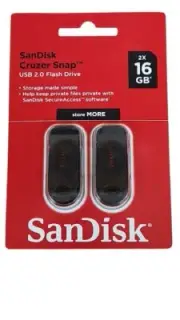 SanDisk Cruzer Snap USB 2.0 Flash Drive 2X 16GB