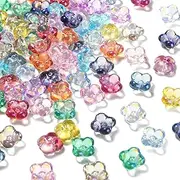 Stiesy 100 Pcs Handmade Lampwork Flower Beads AB Color Crystal Beads Spacer Loose Beads for Necklace Bracelet Jewelry Making Accessories