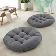 DAWNTREES 2 Pack Floor Cushion,55x55cm Large Square Floor Pillows Seating for Adults,Tufted Corduroy Floor Cushion for Tatami Living Room