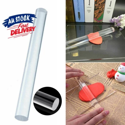 Durable Polymer Rolling Pin Solid Acrylic Roller Clay Craft Clear Art Tool AU