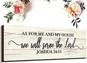 Jetec As for Me and My House We Will Serve The Lord Rustic Wooden Hanging Sign, Farmhouse Decoration for Home Living Room Bedroom, 16.5 x 5.9 Inch, White
