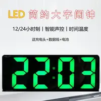 在飛比找樂天市場購物網優惠-☂LED數字鐘☂ 簡約 LED 鏡面 大數字臥室床頭鍾靜音 