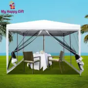 Instahut Gazebo Pop Up 3x3 Wedding Mesh Side Wall Marquee Outdoor Gazebos White