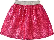 [DXTON] Toddler Girls Sequin Skirt Elastic Rainbow Glitter Sparkle Party Dance Skirts with Lining Little Kids 3-10 Years