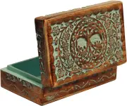 8 inch Wooden Jewelry Box - Handmade Wood Art Portable Treasure Organiser Keepsake-Decorative Wooden Memory Storage Case Single Compartment for Wome